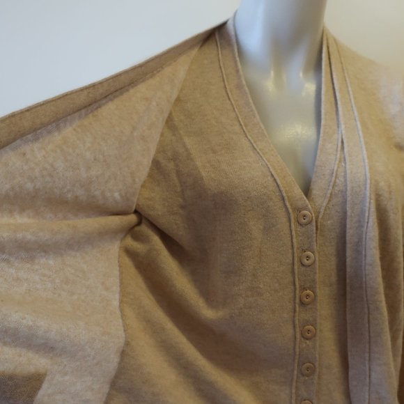 *Womens Sutton Cashmere Beige Cashmere V-Neck Faux Layered Cardigan Sweater L CO - Picture 7 of 13